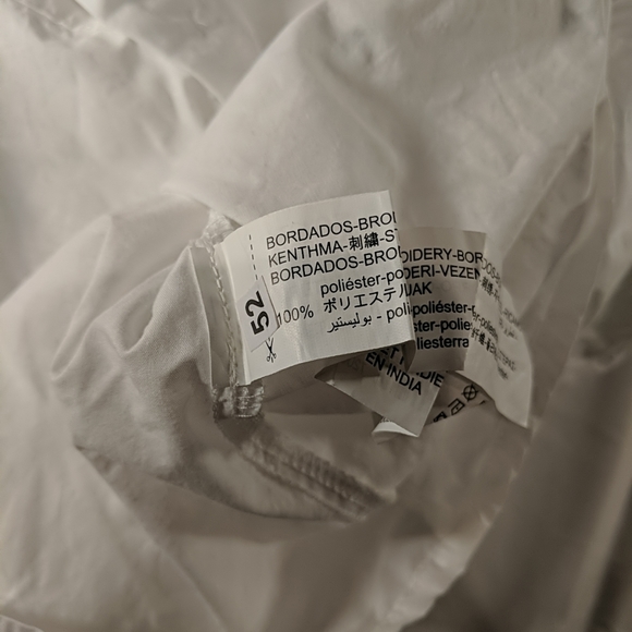 ZARA Embroidered Floral White Dress Shirt Button-up Peasant small s black collar - Picture 15 of 15